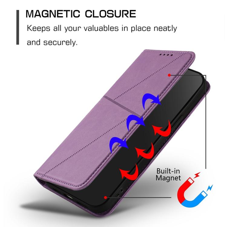For iPhone 17 Pro Max Strong Magnetic Frosted Flip Leather Phone Case(Light Purple)