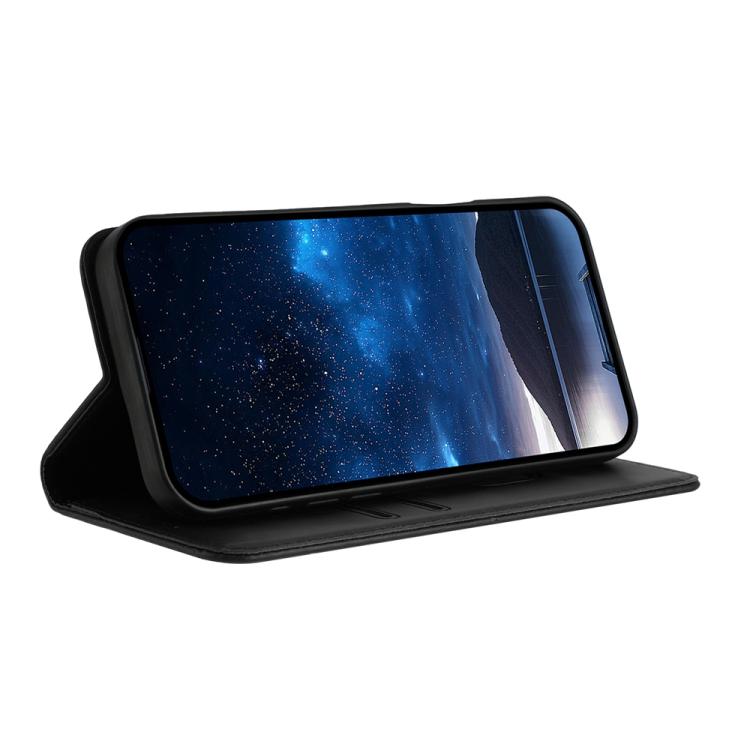 For iPhone 17 Pro Max Strong Magnetic Frosted Flip Leather Phone Case(Black)