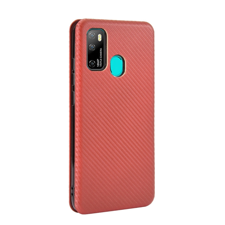 For Ulefone Note 9P Carbon Fiber Texture Horizontal Flip TPU + PC + PU Leather Case with Card Slot(Brown)