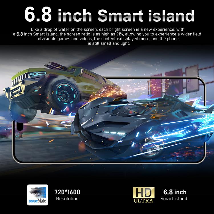 I16 Pro Max / VD1, 3GB+32GB, 6.8 inch Android 10 MTK6753 Octa Core, Network: 4G, Dual SIM, Plug:US Plug(Blue)