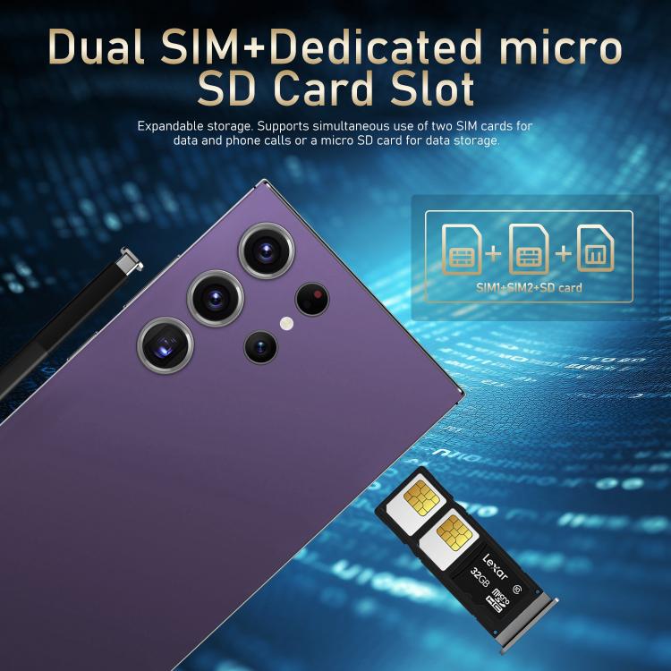 S24 Ultra / S7, 4GB+128GB, 6.75 inch Android 10 MTK6750 Octa Core, Network: 4G, Dual SIM, Plug:US Plug(Black)