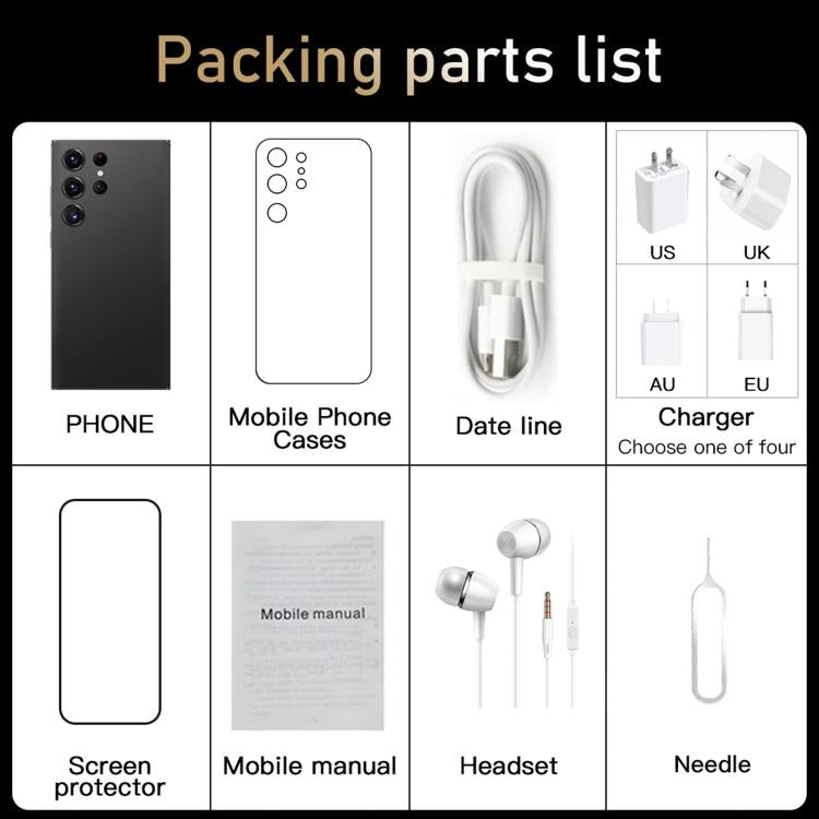 S24 Ultra / S7, 4GB+128GB, 6.75 inch Android 10 MTK6750 Octa Core, Network: 4G, Dual SIM, Plug:UK Plug(Gold) - free shipping - PMc TechLife - Order now!