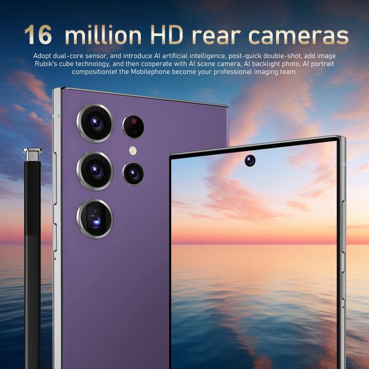S24 Ultra / S7, 4GB+128GB, 6.75 inch Android 10 MTK6750 Octa Core, Network: 4G, Dual SIM, Plug:EU Plug(Purple)