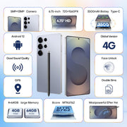 S25 Ultra / Q25, 4GB+64GB, 6.75 inch Android 12 MTK6762 Octa Core, Network: 4G, Dual SIM, with Stylus Pen, Plug:US Plug(Titanium Silver Blue)