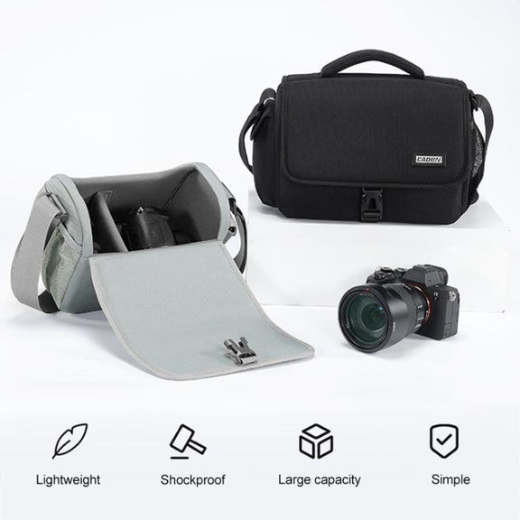 CADeN D27-1 Portable Digital Camera Bag with Strap, Size:26 x 21 x 15cm Grey