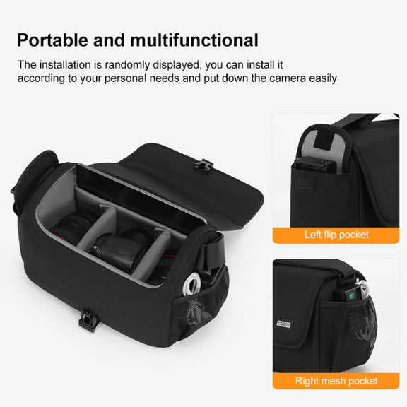 CADeN D27-1 Portable Digital Camera Bag with Strap, Size:31 x 21 x 17cm Black