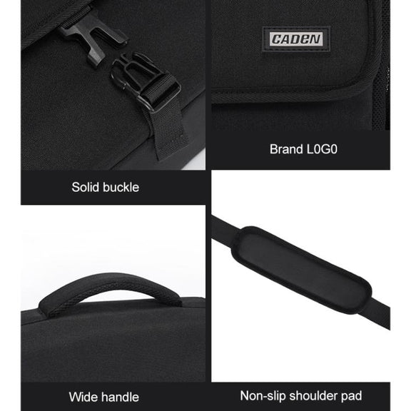 CADeN D27-1 Portable Digital Camera Bag with Strap, Size:31 x 21 x 17cm Black