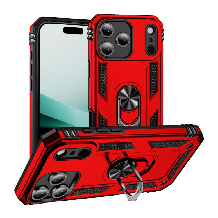For iPhone 17 Air Shockproof TPU Hybrid PC Phone Case with Holder(Red) - free shipping - PMc TechLife - Order now!