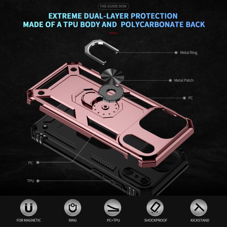 For iPhone 17 Air Shockproof TPU Hybrid PC Phone Case with Holder(Rose Gold)