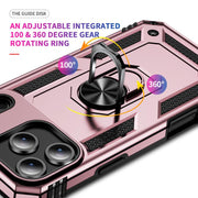 For iPhone 17 Air Shockproof TPU Hybrid PC Phone Case with Holder(Rose Gold)