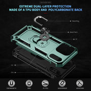 For iPhone 17 Air Shockproof TPU Hybrid PC Phone Case with Holder(Dark Green)