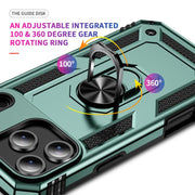For iPhone 17 Air Shockproof TPU Hybrid PC Phone Case with Holder(Dark Green)