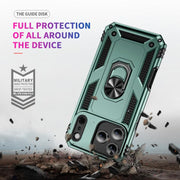 For iPhone 17 Air Shockproof TPU Hybrid PC Phone Case with Holder(Dark Green)