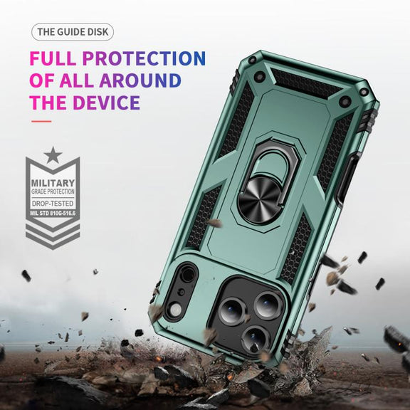 For iPhone 17 Air Shockproof TPU Hybrid PC Phone Case with Holder(Dark Green)