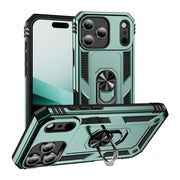 For iPhone 17 Air Shockproof TPU Hybrid PC Phone Case with Holder(Dark Green)