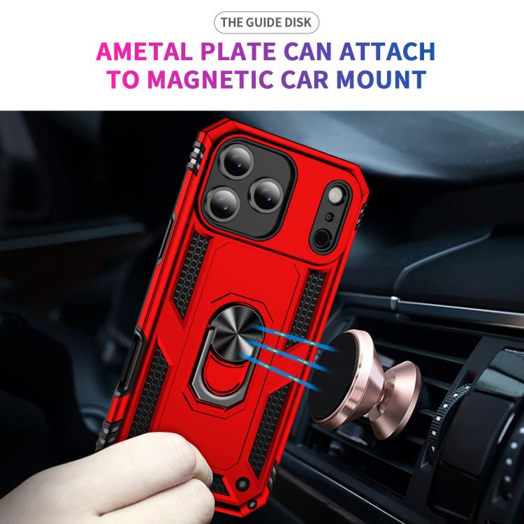 For iPhone 17 Pro Shockproof TPU Hybrid PC Phone Case with Holder(Red) - free shipping - PMc TechLife - Order now!