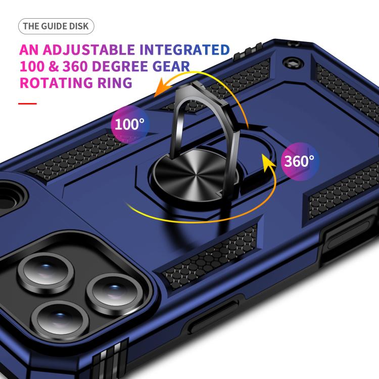 For iPhone 17 Pro Shockproof TPU Hybrid PC Phone Case with Holder(Blue) - free shipping - PMc TechLife - Order now!