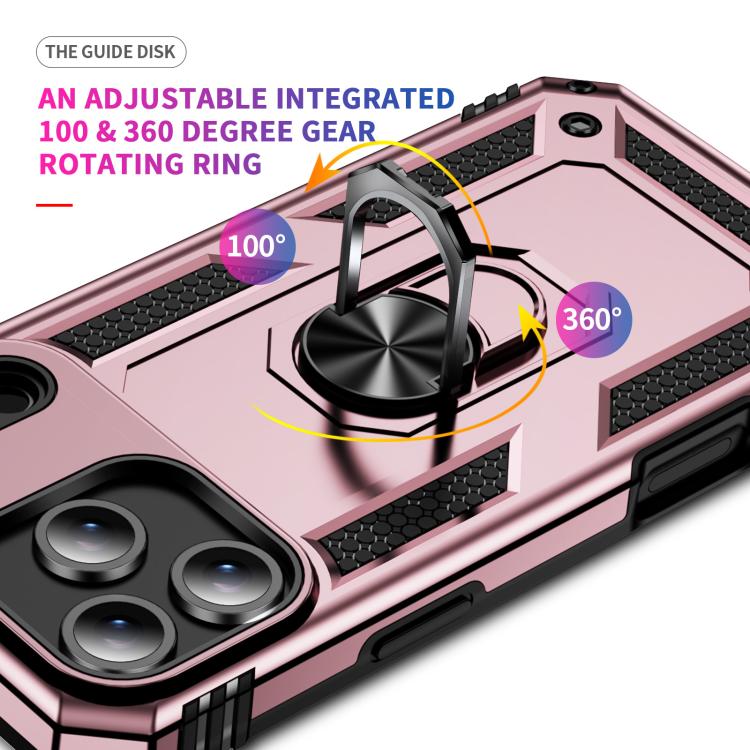 For iPhone 17 Pro Shockproof TPU Hybrid PC Phone Case with Holder(Rose Gold) - free shipping - PMc TechLife - Order now!