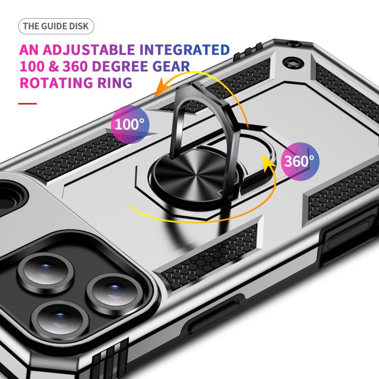 For iPhone 17 Pro Shockproof TPU Hybrid PC Phone Case with Holder(Silver) - free shipping - PMc TechLife - Order now!
