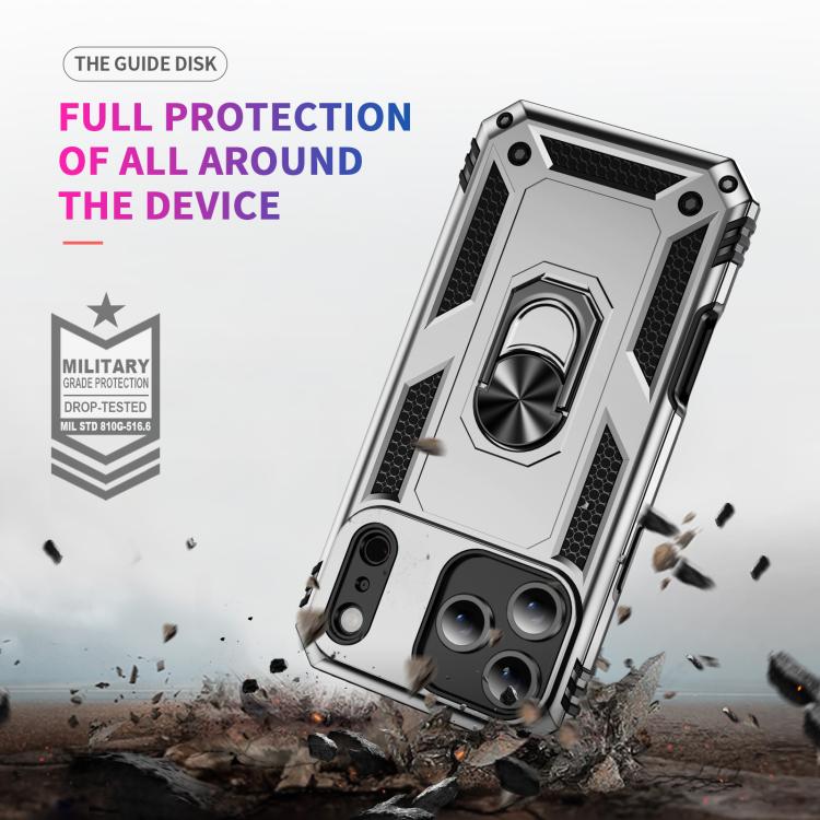 For iPhone 17 Pro Shockproof TPU Hybrid PC Phone Case with Holder(Silver) - free shipping - PMc TechLife - Order now!