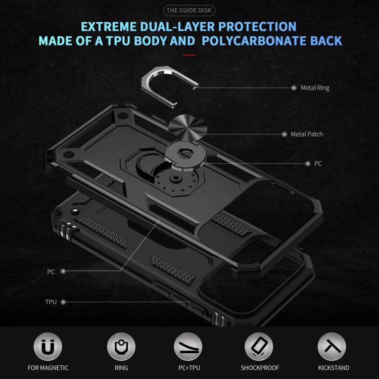For iPhone 17 Pro Max Shockproof TPU Hybrid PC Phone Case with Holder(Black) - free shipping - PMc TechLife - Order now!