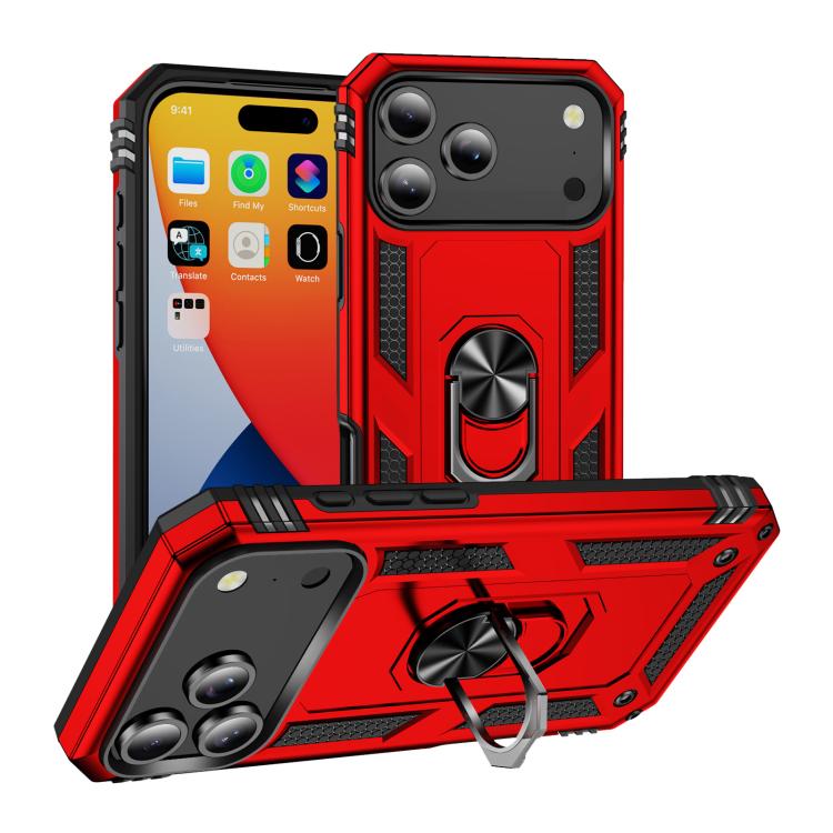 For iPhone 17 Pro Max Shockproof TPU Hybrid PC Phone Case with Holder(Red) - free shipping - PMc TechLife - Order now!
