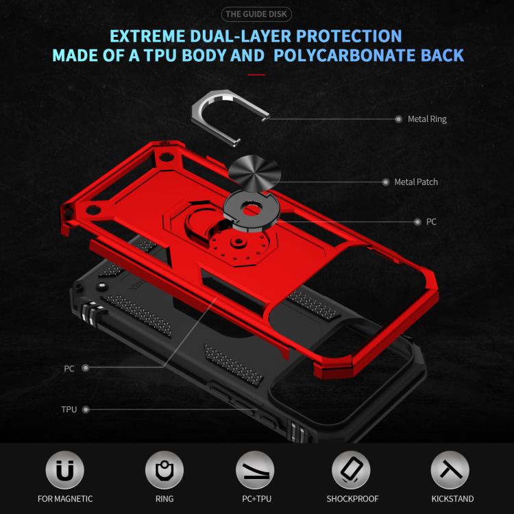 For iPhone 17 Pro Max Shockproof TPU Hybrid PC Phone Case with Holder(Red) - free shipping - PMc TechLife - Order now!