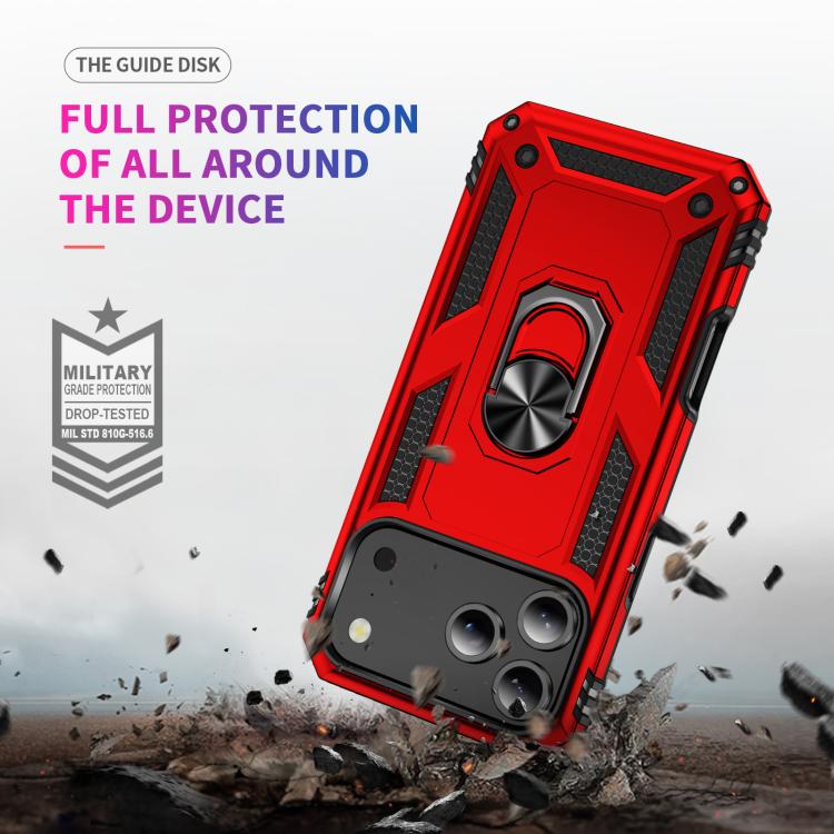 For iPhone 17 Pro Max Shockproof TPU Hybrid PC Phone Case with Holder(Red) - free shipping - PMc TechLife - Order now!