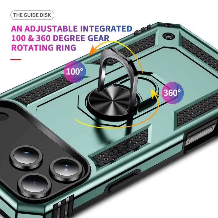 For iPhone 17 Pro Max Shockproof TPU Hybrid PC Phone Case with Holder(Dark Green) - free shipping - PMc TechLife - Order now!