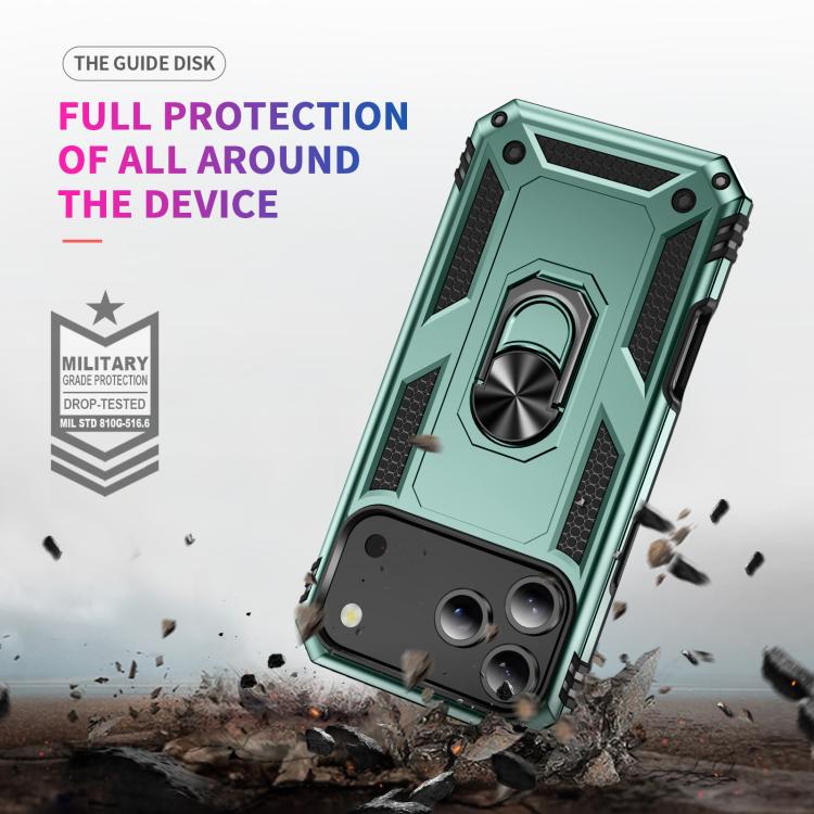 For iPhone 17 Pro Max Shockproof TPU Hybrid PC Phone Case with Holder(Dark Green) - free shipping - PMc TechLife - Order now!
