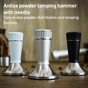 53.3mm Mesh Texture with Needle Coffee Powder Pressing Hammer Stainless Steel Cloth Powder(Black)