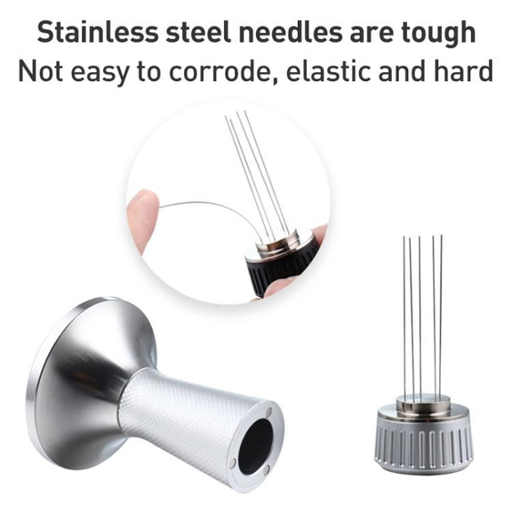 58.3mm Mesh Texture with Needle Coffee Powder Pressing Hammer Stainless Steel Cloth Powder(Silver)