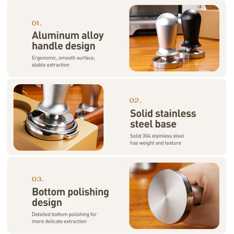 Stainless Steel Coffee Powder Hammer Pressure Powder Tampon, Size:53mm Black - free shipping - PMC TechLife - Order now!
