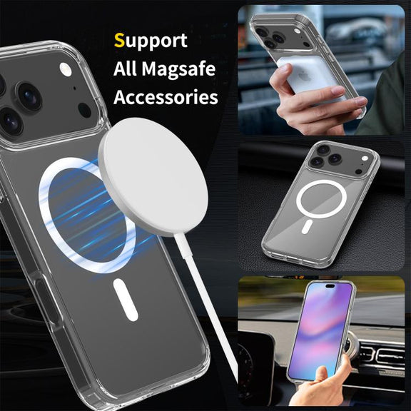 For iPhone 17 Pro Max Scratchproof PC Hybrid TPU Magsafe Phone Case(Transparent)