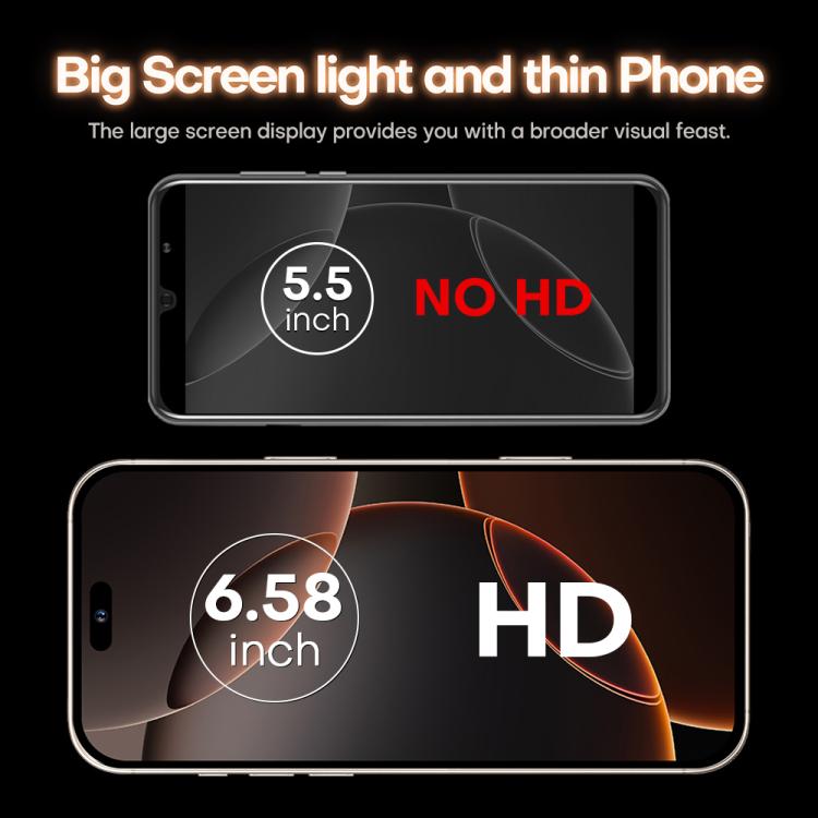 I16 Pro Max / PDQ6, 4GB+64GB, 6.58 inch Android 10 MTK6739 Quad Core, Network: 4G, Dual SIM, Plug:EU Plug(White)