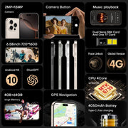I16 Pro Max / PDQ6, 4GB+64GB, 6.58 inch Android 10 MTK6739 Quad Core, Network: 4G, Dual SIM, Plug:UK Plug(Gold)