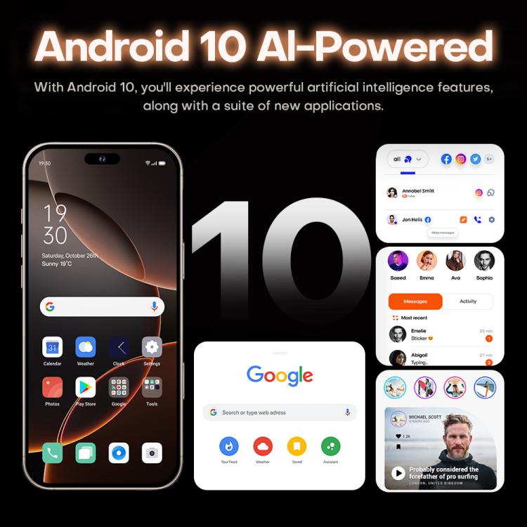 I16 Pro Max / PDQ6, 4GB+64GB, 6.58 inch Android 10 MTK6739 Quad Core, Network: 4G, Dual SIM, Plug:US Plug(White) - free shipping - PMc TechLife - Order now!