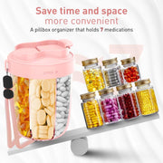 Portable Compartment Sealed Medicine Organizer Large Pill Storage Cup(Pink)
