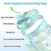 Portable Compartment Sealed Medicine Organizer Large Pill Storage Cup(Blue)