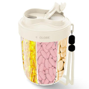 Portable Compartment Sealed Medicine Organizer Large Pill Storage Cup(Beige)