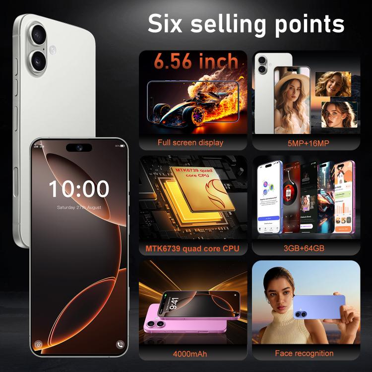 I16 Plus / RAi5, 3GB+64GB, 6.56 inch Android 10 MTK6739 Quad Core, Network: 4G, Dual SIM, Plug:AU Plug(Black)