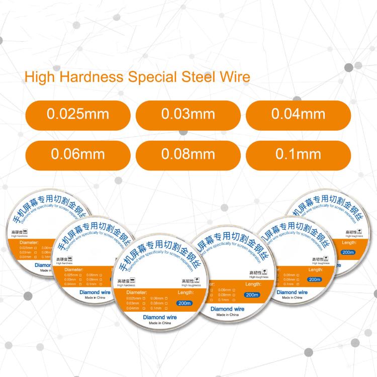 200m Screen Separation Specifically Diamond Cutting Wire, Diameter:0.025mm - free shipping - PMC TechLife - Order now!