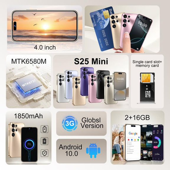 S25 Mini / ZKM10, 2GB+16GB, 4.0 inch Android 10 MTK6580M Quad Core, Network: 3G, Dual SIM(Pink)