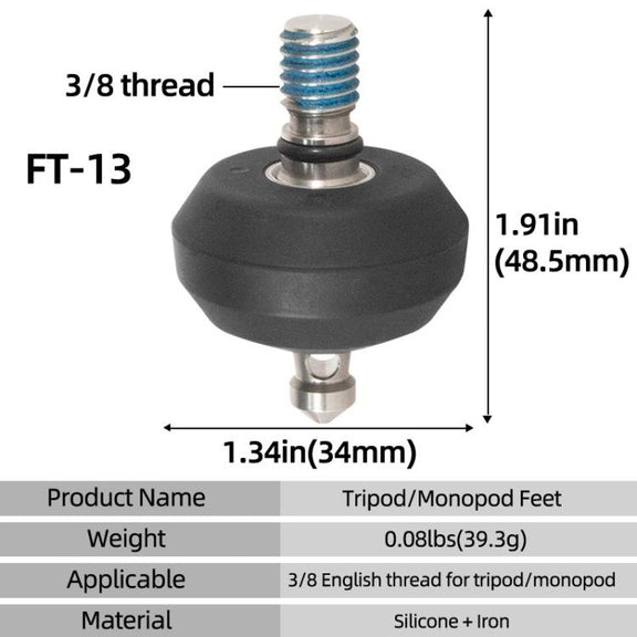 BEXIN FT-13 3/8 Screw Rubber Feet Pads Tripod Anti-Slip Foot Pad(Black)