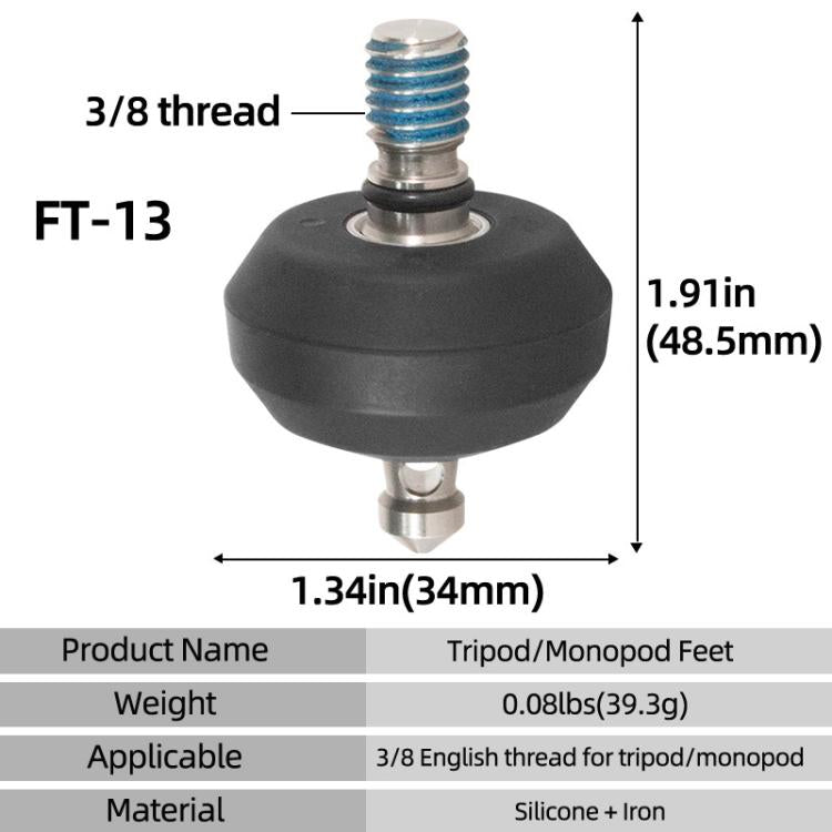 BEXIN FT-13 3/8 Screw Rubber Feet Pads Tripod Anti-Slip Foot Pad(Black)