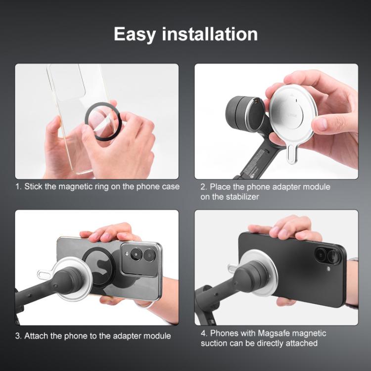Magnetic MagSafe Adapter Phone Holder For DJI Osmo Mobile 6 / 7 / 7P(Silver)