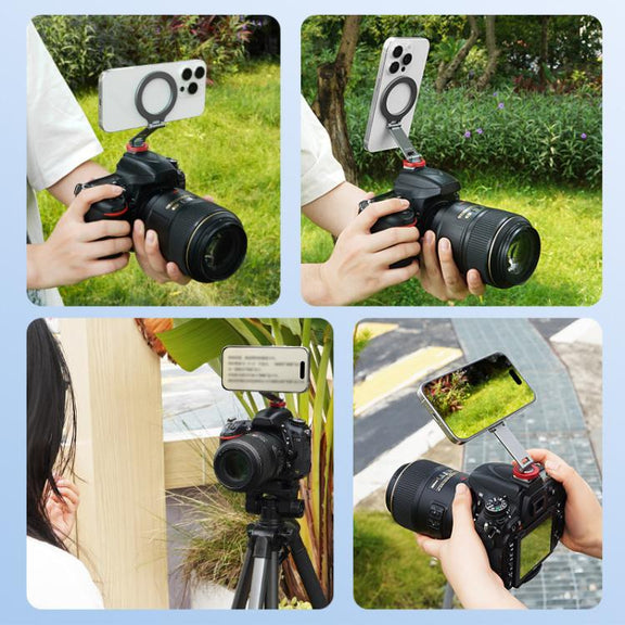 Flymile Magnetic Phone Tripod Mount MagSafe Adapter Phone Holder, Style:Folding Akka Cold Shoe Mount