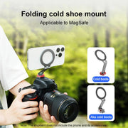 Flymile Magnetic Phone Tripod Mount MagSafe Adapter Phone Holder, Style:Folding Akka Cold Shoe Mount