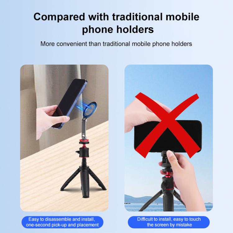 Flymile Magnetic Phone Tripod Mount MagSafe Adapter Phone Holder, Style:Folding Akka Cold Shoe Mount