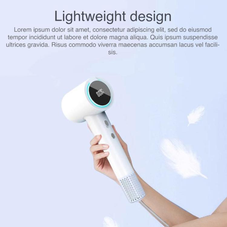 WG-F02 LED Digital Display High Speed Negative Ion Hair Dryer, EU Plug(White) - free shipping - PMC TechLife - Order now!